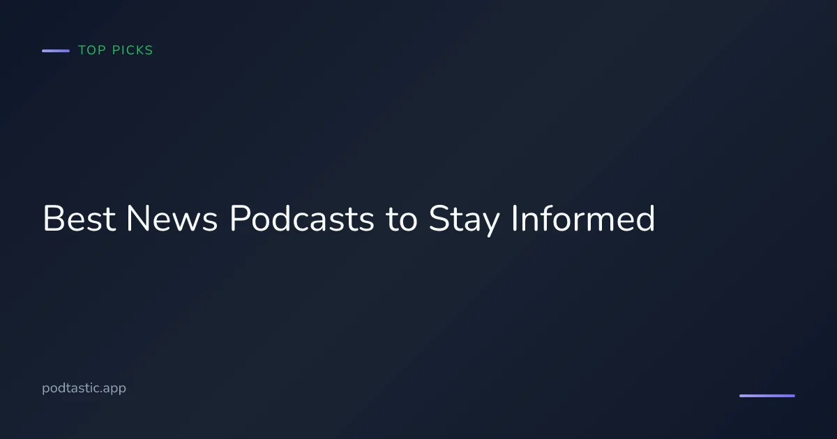 Headphones next to a phone showing news podcast episodes
