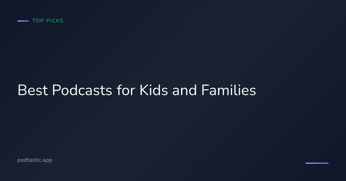 Family listening to a podcast together on a couch with headphones