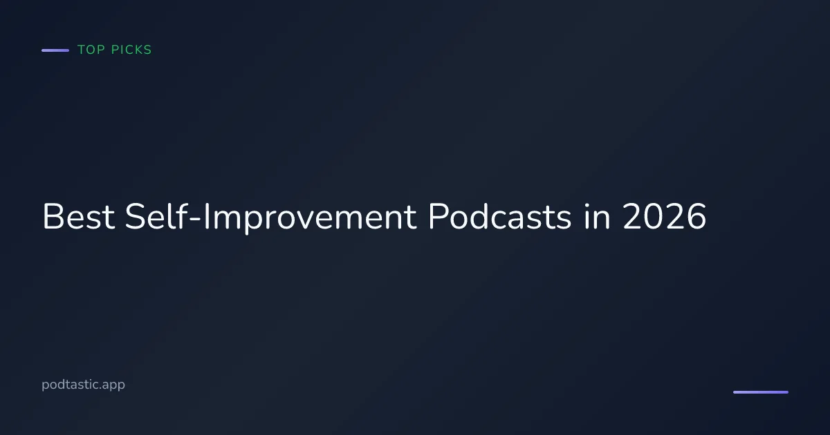 Headphones and notebook on a desk representing self-improvement podcast listening