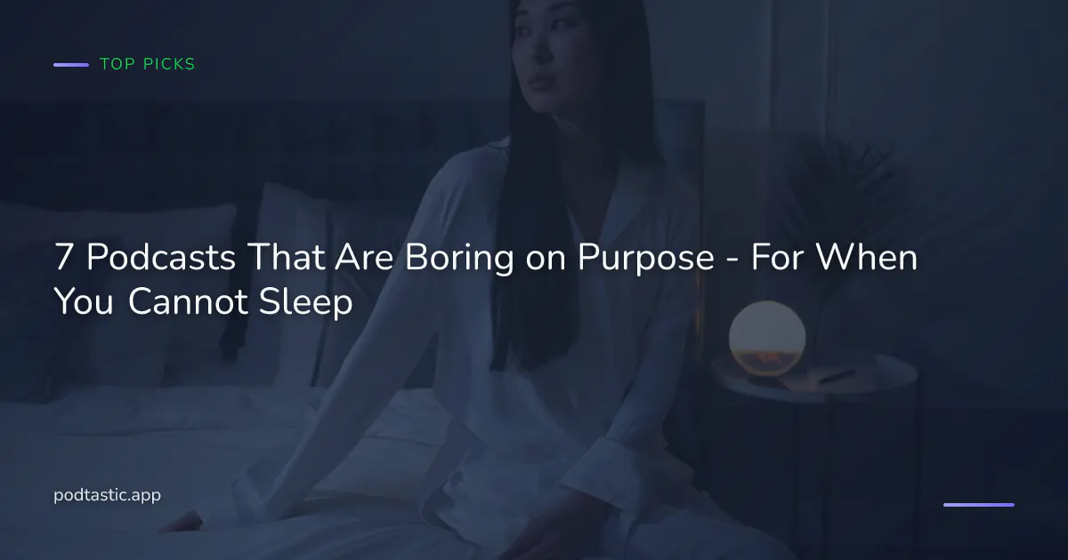 Phone on a bedside table at night playing one of the podcasts for sleep, screen dimmed